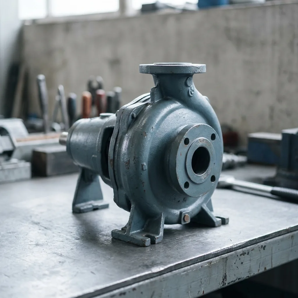 Kreiselpumpe mit Gussgehäuse auf einer Werkbank