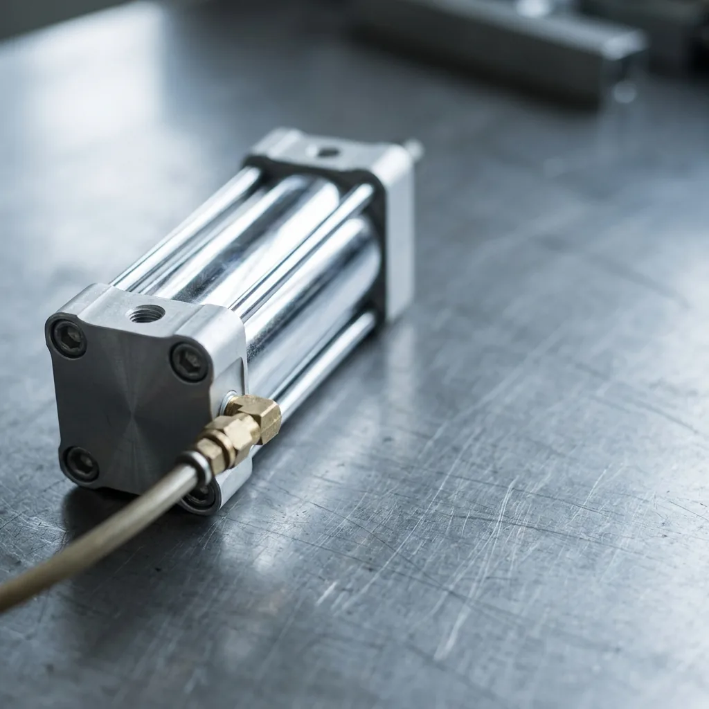 Pneumatikzylinder mit Aluminiumdeckeln auf Stahl